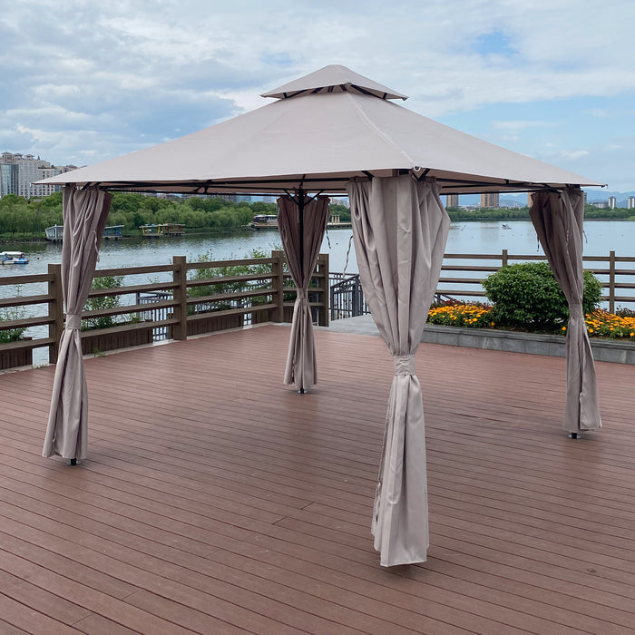 Pergolas Outdoor Shading Gazebo Tent With Curtains