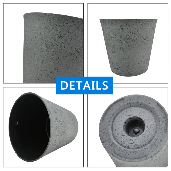 2 Pcs 10" Round Plant Pots with Drainage Holes, Dark Grey