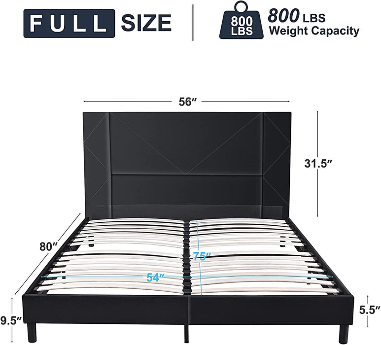 Full Size Bed Frame Velvet Upholstered Platform Bed