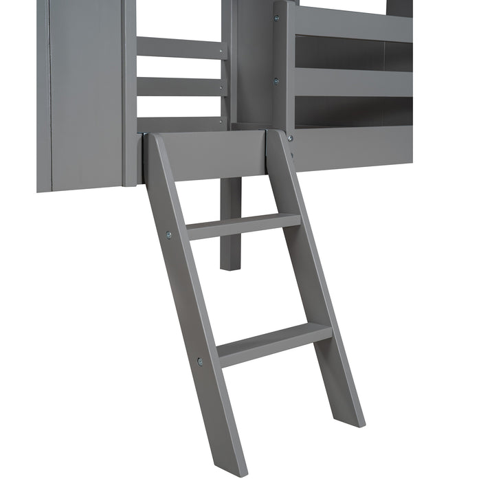 MyRoom Twin Size Low Loft Wood House Bed