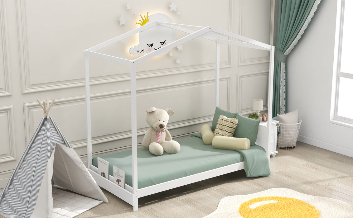 Twin Size House Platform Bed with Headboard