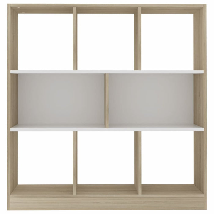 Book Cabinet White and Sonoma Oak 38.4"x11.6"x39.4" Chipboard