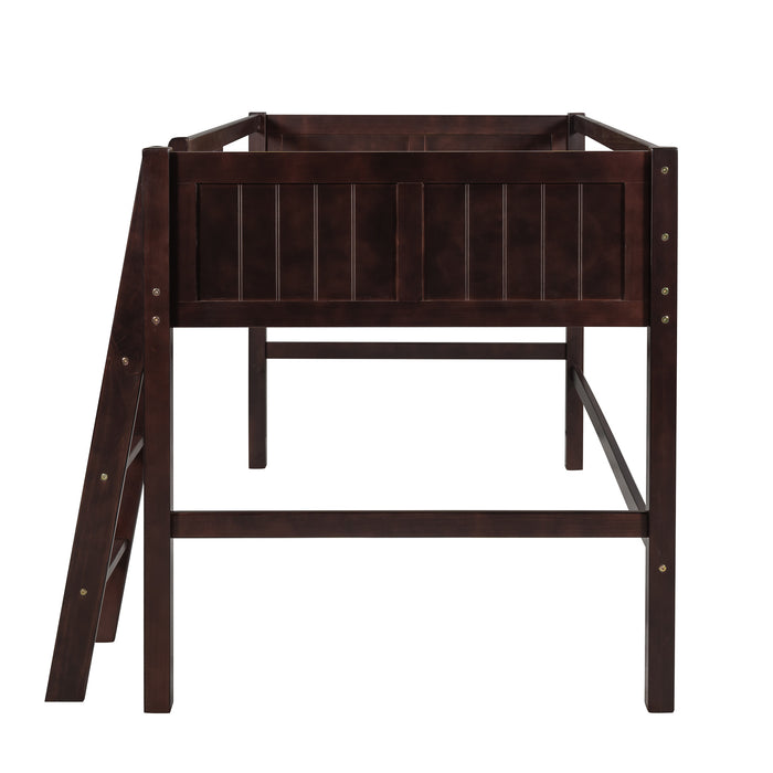 Twin Wood Loft Bed Low Loft Beds with Ladder