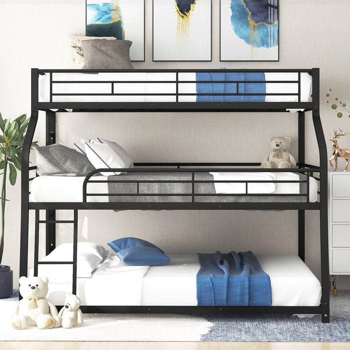 Simple Durable Bunk Bed with Long and Short Ladder and Guardrails
