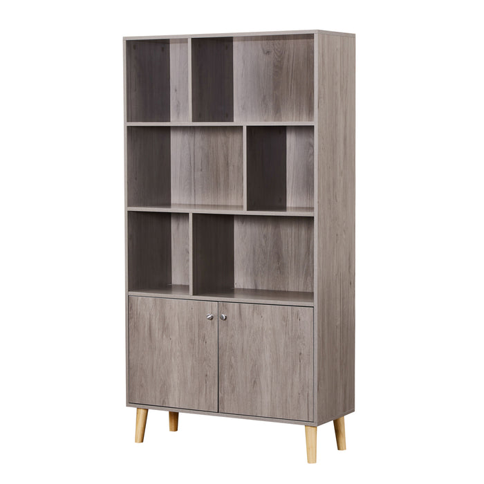 67\" Bookcase with Doors, 3-tier Bookshelf