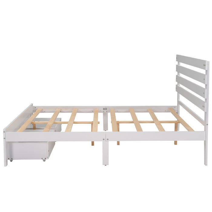 Full Size Platform Bed with Drawers, Gray