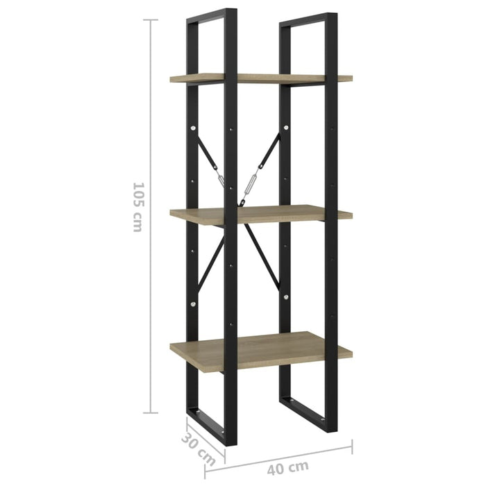 3-Tier Book Cabinet Sonoma Oak 15.7"x11.8"x41.3" Chipboard