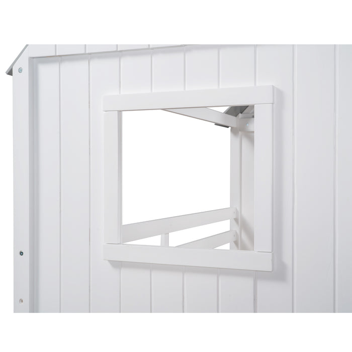 MyRoom Twin Size Low Loft Wood House Bed