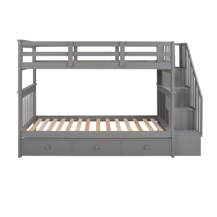 MyRoom Stairway Twin-Over-Twin Bunk Bed with Three Drawers