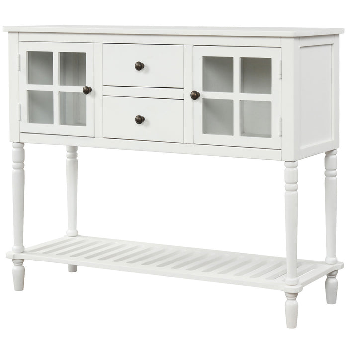 Farmhouse Wood Sideboard Console Table with Bottom Shelf