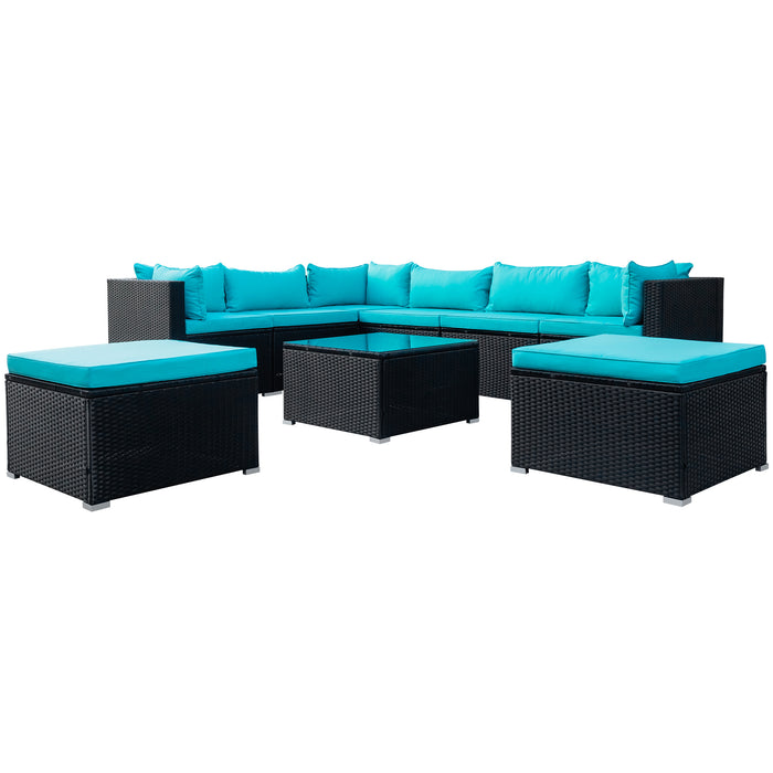 9-piece Outdoor Patio PE Wicker Rattan conversation Sectional Sofa sets