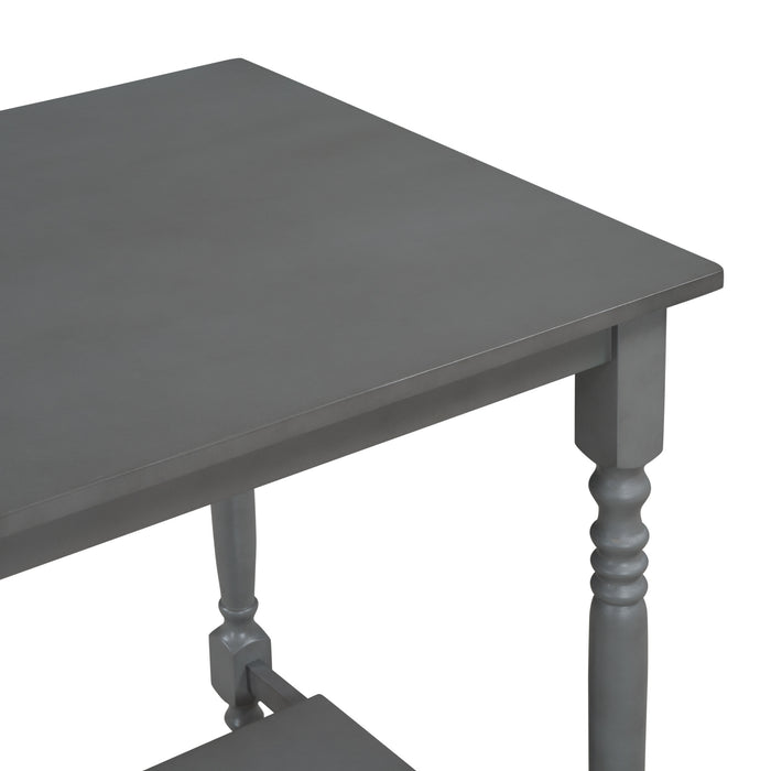 6-Pieces Counter Height Dining Table Set Table with Shelf 4 Chairs and Bench for Dining Room