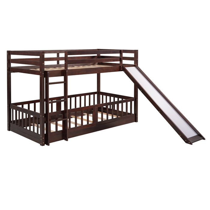 Twin Over Twin Bunk Bed with Slide and Ladder