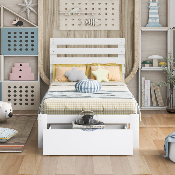 Twin Size Platform Bed with Drawer