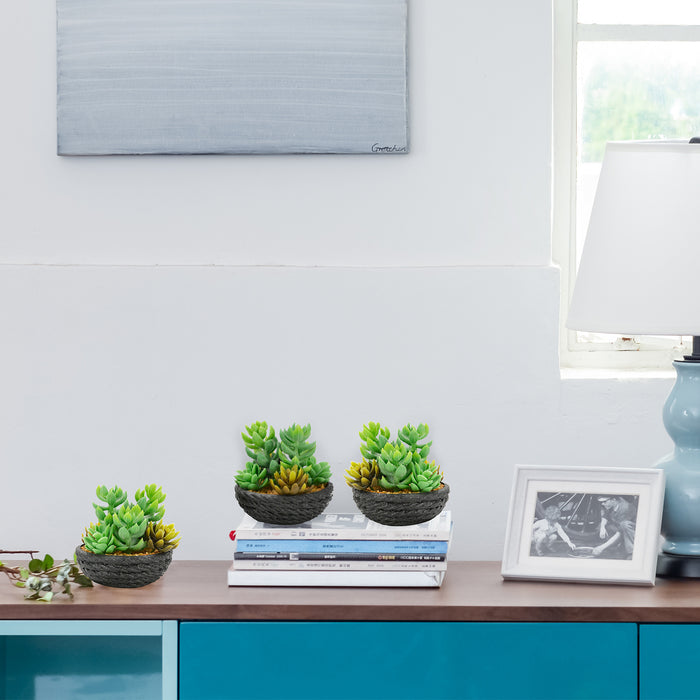 3pcs Artificial Succulents Plants Mini Realistic Fake Succulents EVA Planter Pot