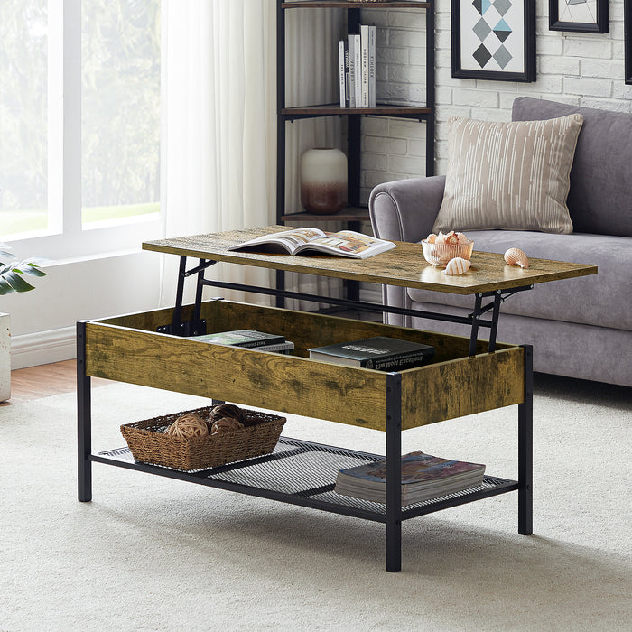 Wood Lift-Top Storage Coffee Table with Hidden Storage Compartment
