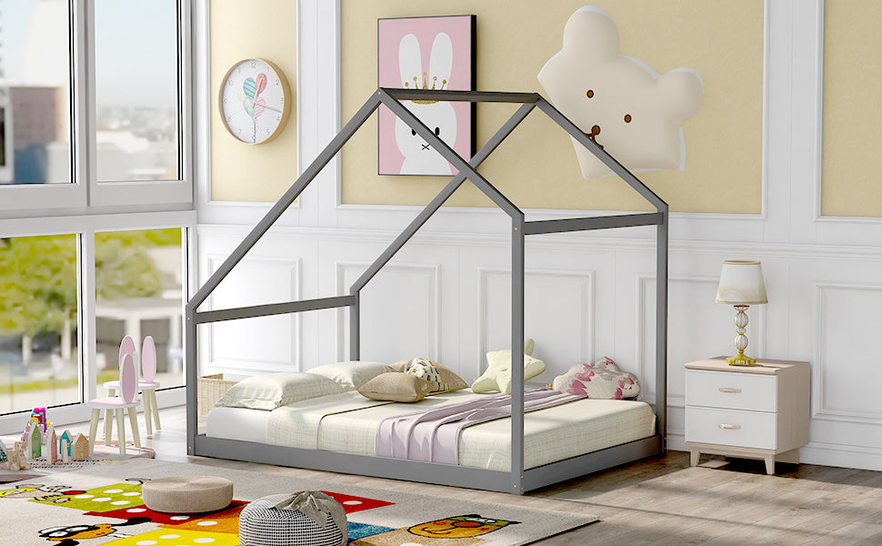 Full Size Wooden House Bed