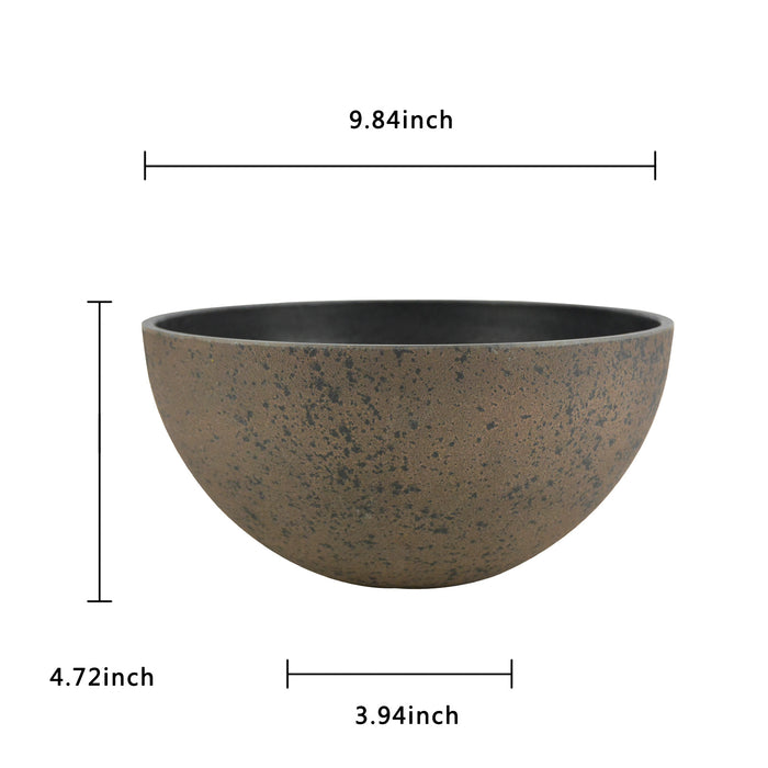 2 Pcs 10" Big Bowl Planter Pots with Drainage Holes,Rust Brown