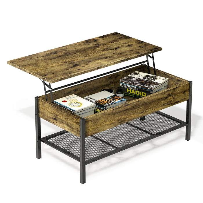 Wood Lift-Top Storage Coffee Table with Hidden Storage Compartment