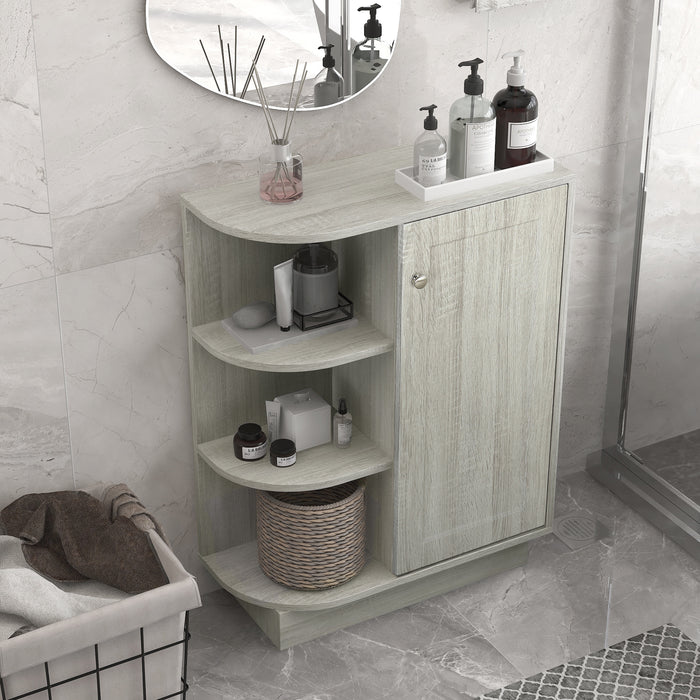 Open Style Shelf Cabinet with Adjustable Plates Ample Storage Space Easy to Assemble, Gray