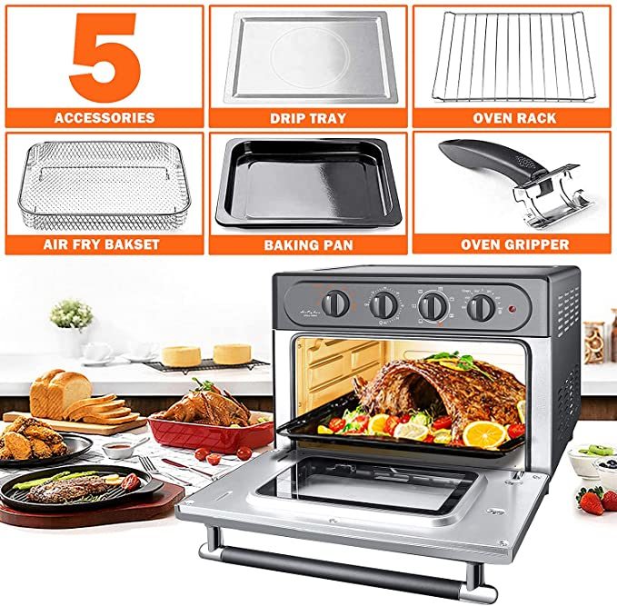 WEESTA 7-in-1 Convection Oven Countertop, 24QT Large Air Fryer with Accessories & E-Recipes