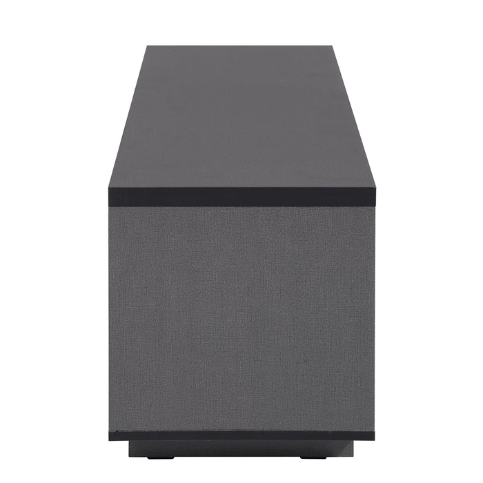 Modern TV Stand for TVs up to 60 Inch, Wood TV Cabinet with Storage for Living Room, Brown/Black