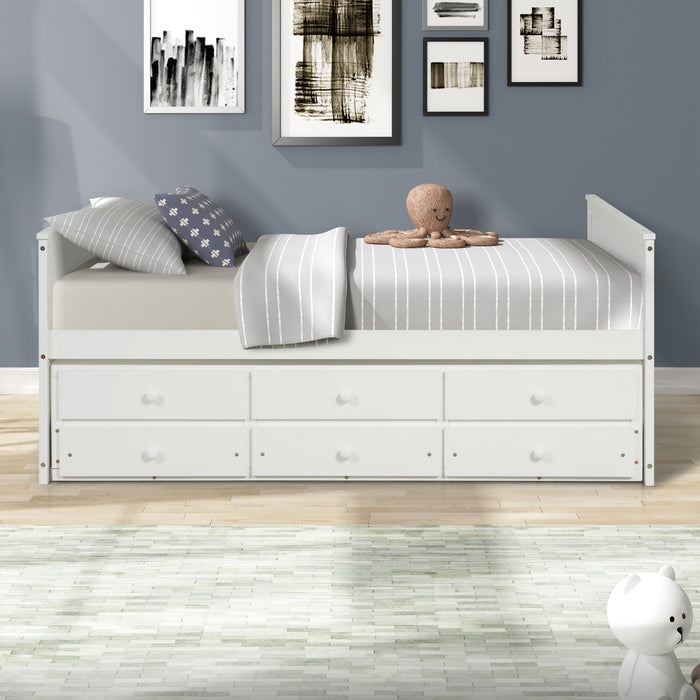 Full Captain Bed With Twin Size Trundle And 3 Drawers Made By Solid Wood