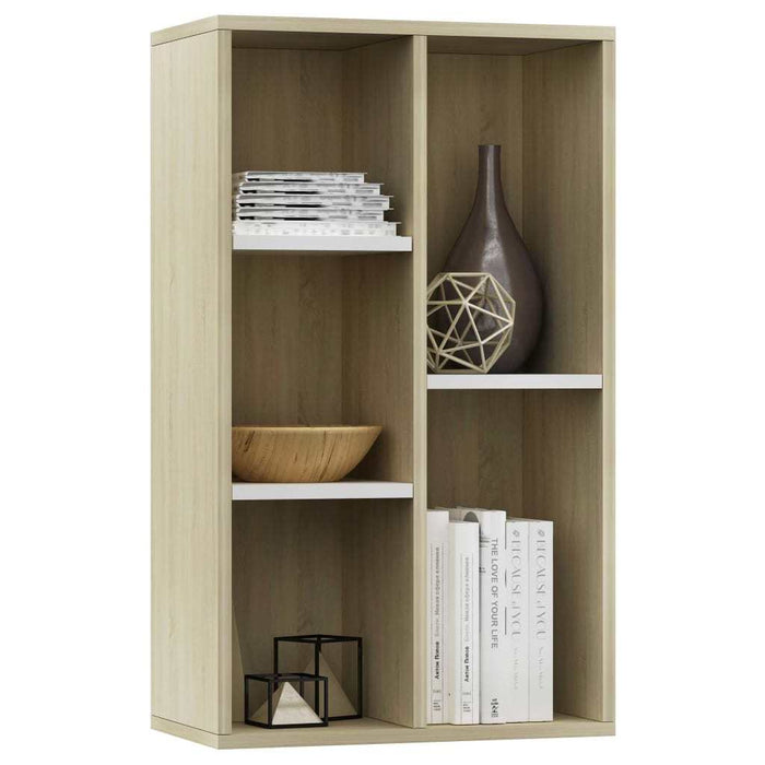 Book Cabinet/Sideboard White and Sonoma Oak 17.7"x9.8"x31.5"