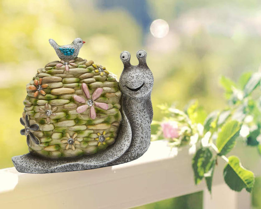 Solar Powered LED Outdoor Decor Garden Light Resin Snail Figurine