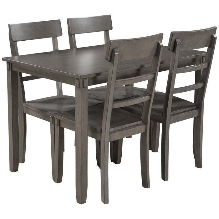 5-piece Kitchen Dining Table Set Wood Table and Chairs Set for Dining Room (Gray)