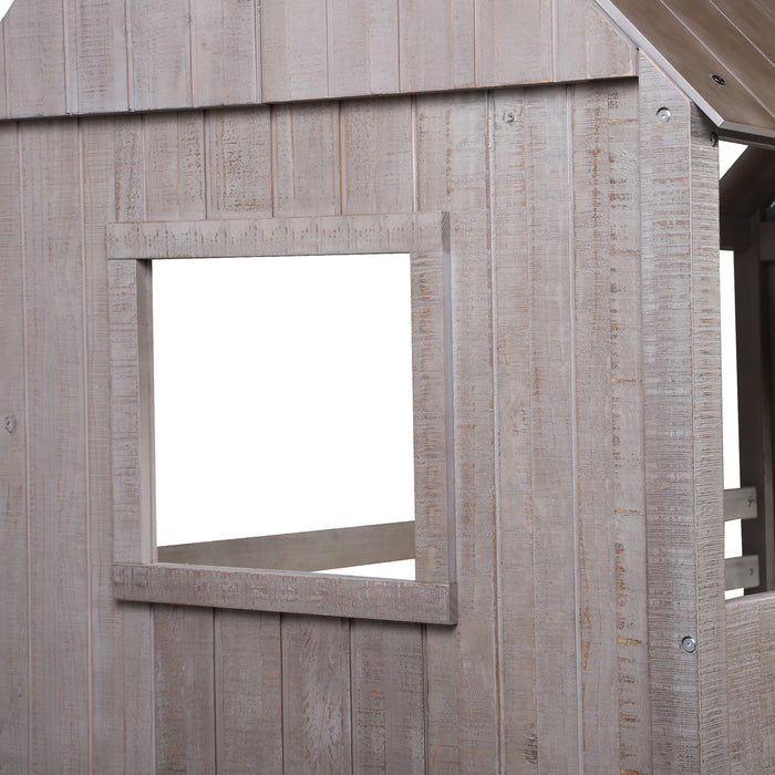 MyRoom Twin Size Low Loft Wood House Bed