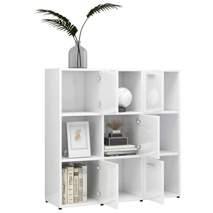Book Cabinet High Gloss White 35.4"x11.8"x35.4" Chipboard