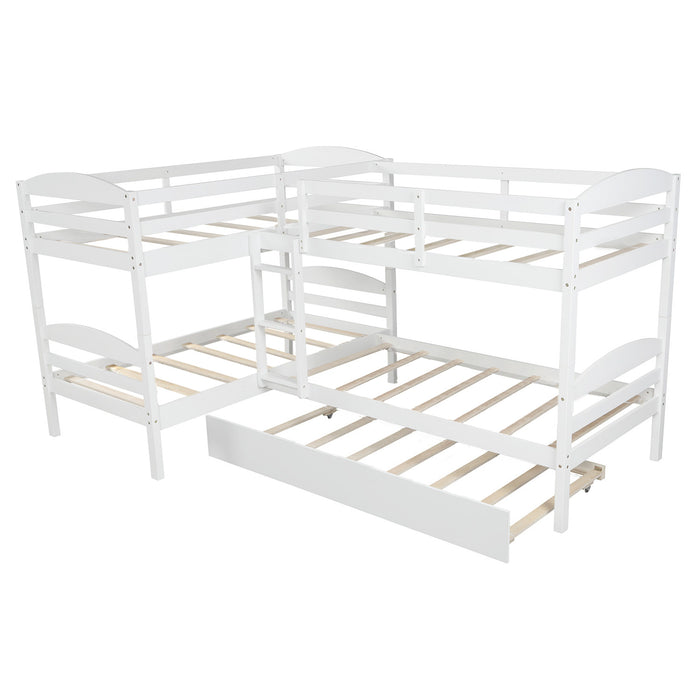 Simple Durable Twin L-Shaped Bunk With Trundle