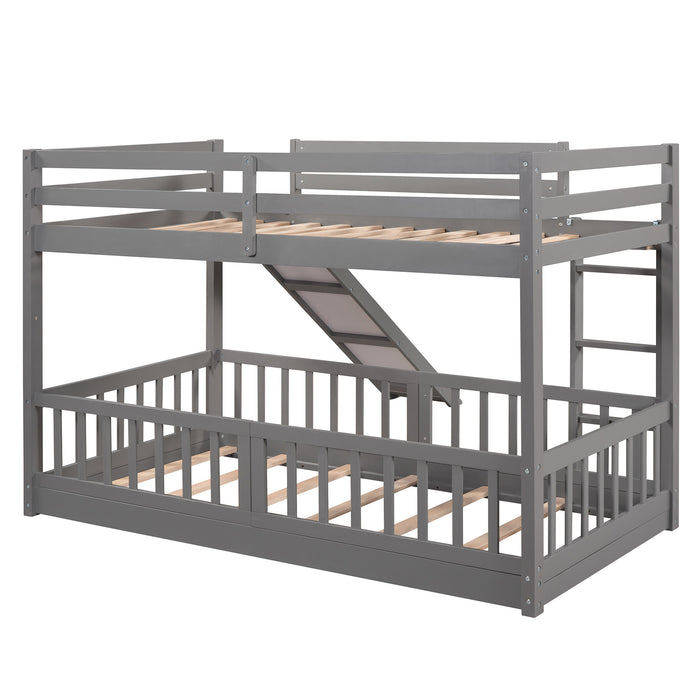 Twin Over Twin Bunk Bed with Slide and Ladder