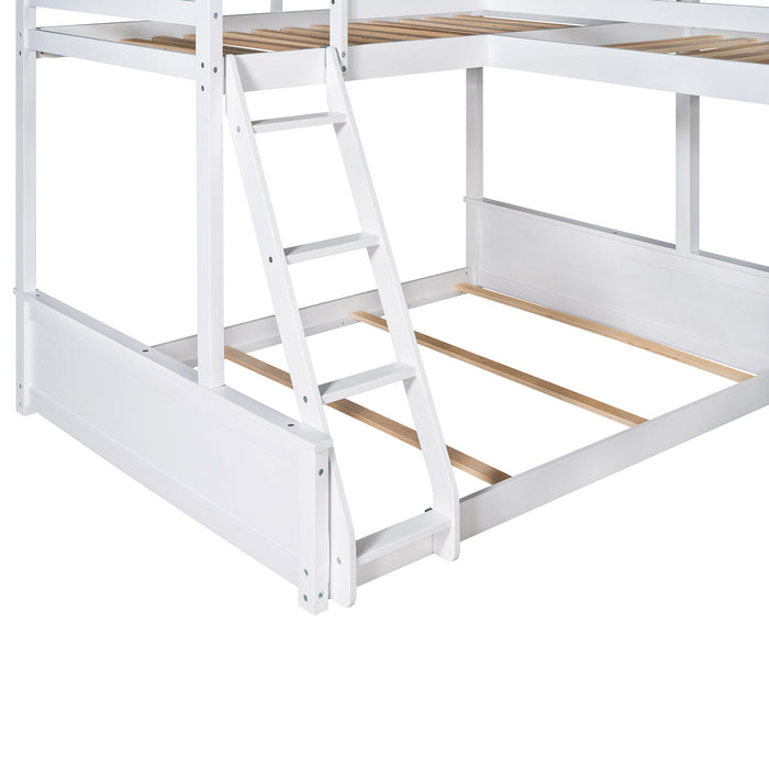 New Space Twin over Full Bunk Bed with Twin Size Loft Bed with Desk and Slide