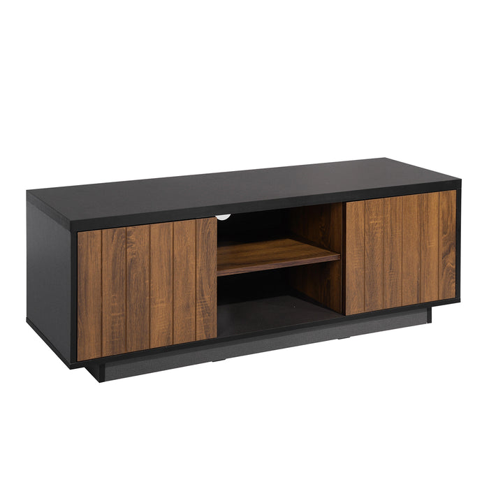 Modern TV Stand for TVs up to 60 Inch, Wood TV Cabinet with Storage for Living Room, Brown/Black