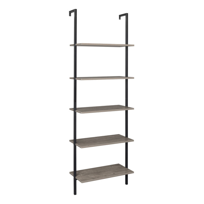 5-Shelf Wood Ladder Bookcase with Metal Frame, Industrial 5-Tier Modern Ladder Shelf Wood Shelves,Gray YJ