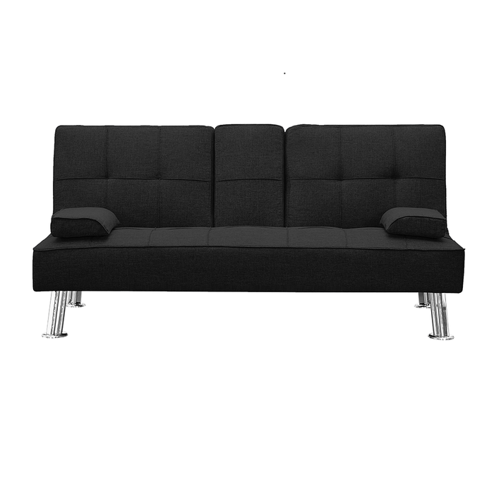 Fabric Folding Sofa Bed with 2 Cup Holders, Removable Armrest and Metal Legs, Single Sofa Bed with Ottoman,3 pcs for 1 sets