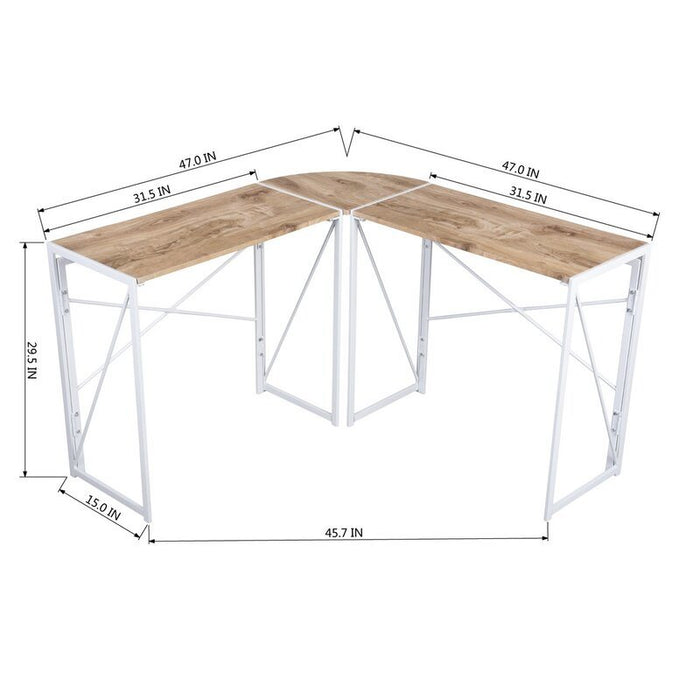 Corner Computer Desk Folding Writing Study Table Rustic Home Office Workstation Industrial L-Shaped Desk