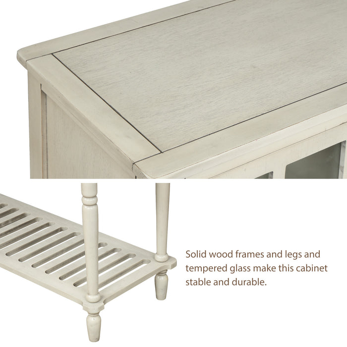 Farmhouse Wood Sideboard Console Table with Bottom Shelf