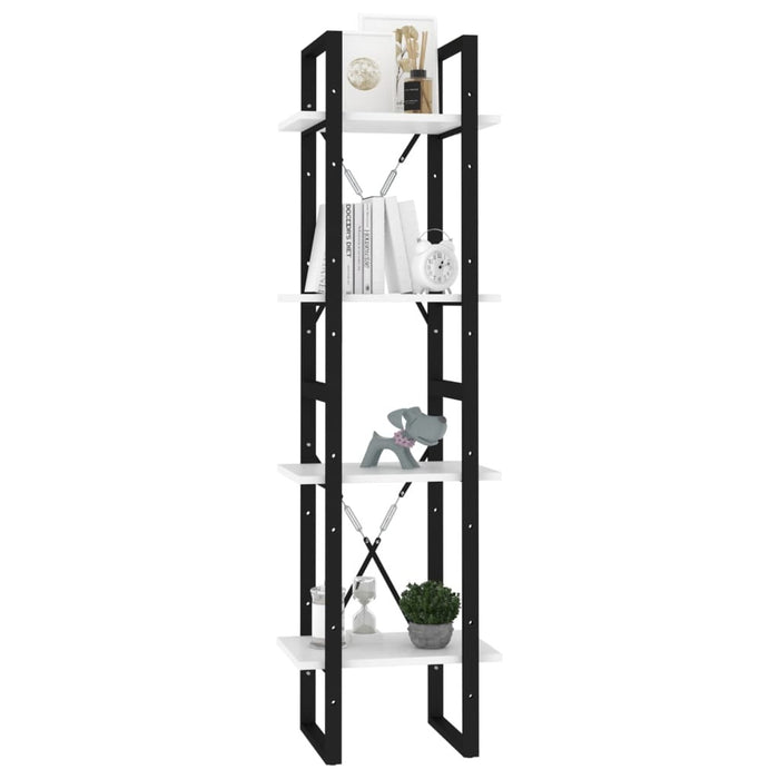 4-Tier Book Cabinet White 15.7"x11.8"x55.1" Chipboard