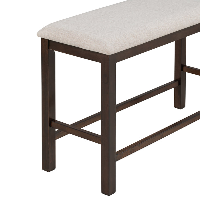 6-Pieces Counter Height Dining Table Set Table with Shelf 4 Chairs and Bench for Dining Room