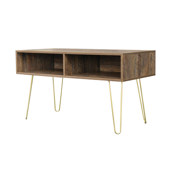 Modern Design TV stand stable Metal Legs with 2 open shelves to put TV, DVD, router, books, and small ornaments,Espresso