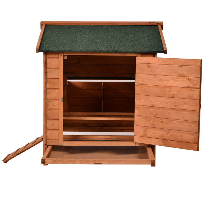 Wood Chicken Coop for 2-3 Chickens, Small Animal Cage Bunny Hutch with Removable Tray and Ramp (Natural,53inch)