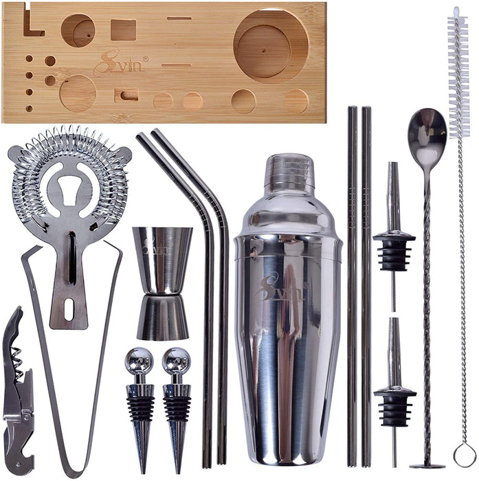 Svin Bartender Kit, 20 Piece Bar Tool Set with Bamboo Stand