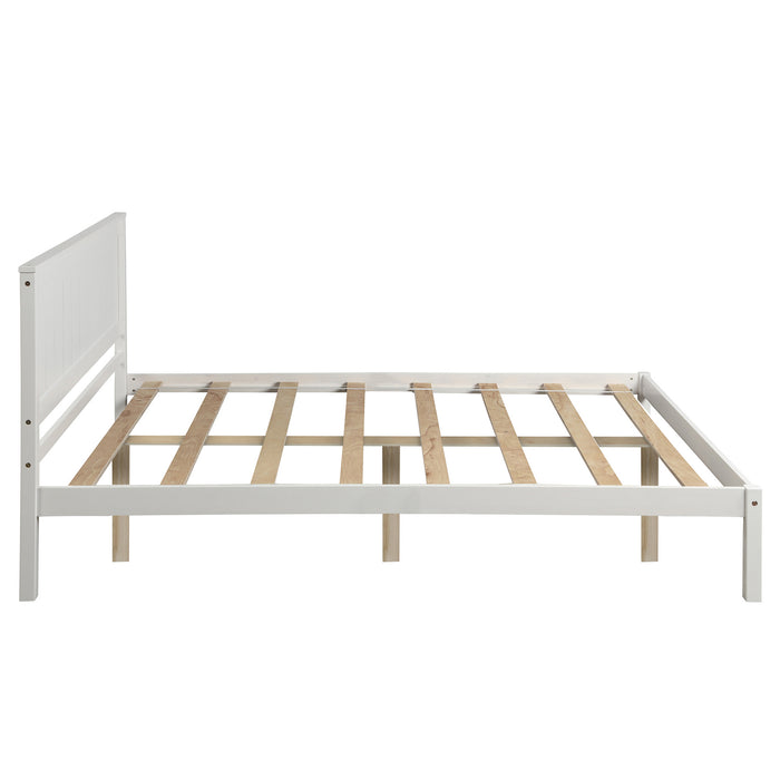 Grenco Full Size Platform Bed Frame with Headboard Wood Slat Support