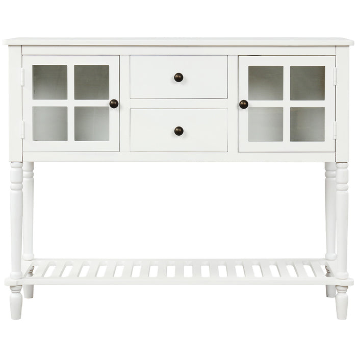 Farmhouse Wood Sideboard Console Table with Bottom Shelf