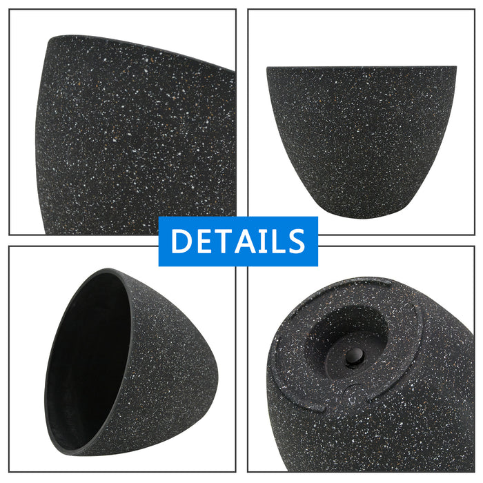 2 Pcs 9" Round Plant Pots, Flower Pots with Drainage Holes, Black