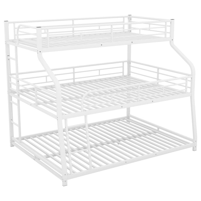 Simple Durable Bunk Bed with Long and Short Ladder and Guardrails