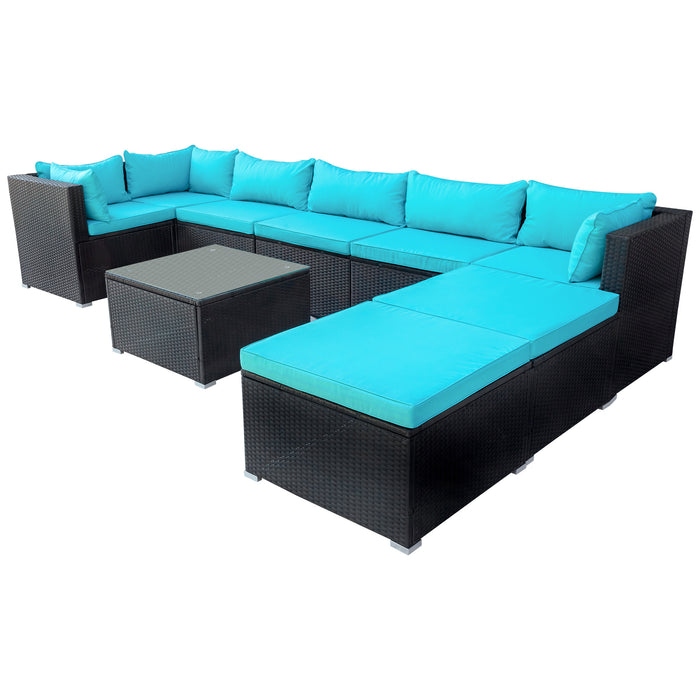 9-piece Outdoor Patio PE Wicker Rattan conversation Sectional Sofa sets
